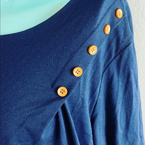 💙 Anthropologie Amaryllis Navy and Gold Sailor Tunic 1980’s Style MEDIUM - Picture 2 of 8